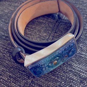 Genuine Italian Gualtiero Baroncelli  leather strap with Murano glass clasp.